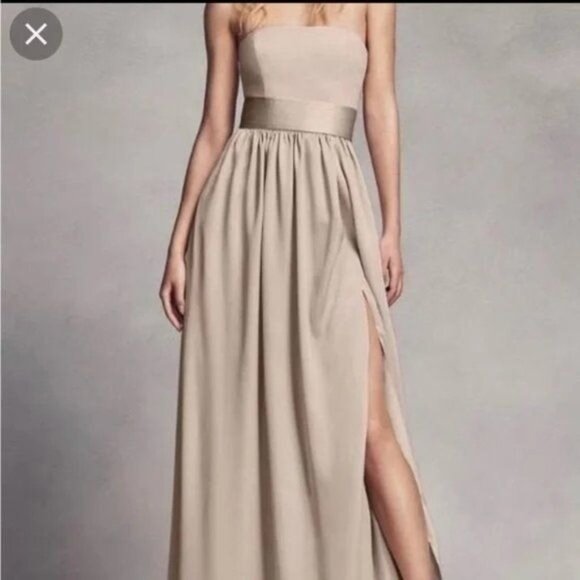 White by Vera Wang Womens Strapless Dress in Champagne Cream Size 0 *Flaw* - Picture 1 of 12